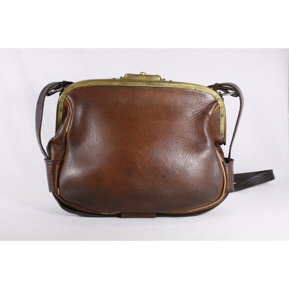 Antique French leather ticket master bag, ca 1910 - 1930s crossbody purse - Picture 9 of 10